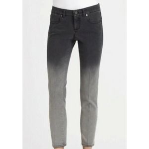 Stella McCartney Ombre Mid Rise Skinny Jeans Sz 27 Black Gray Zip Ankle (h